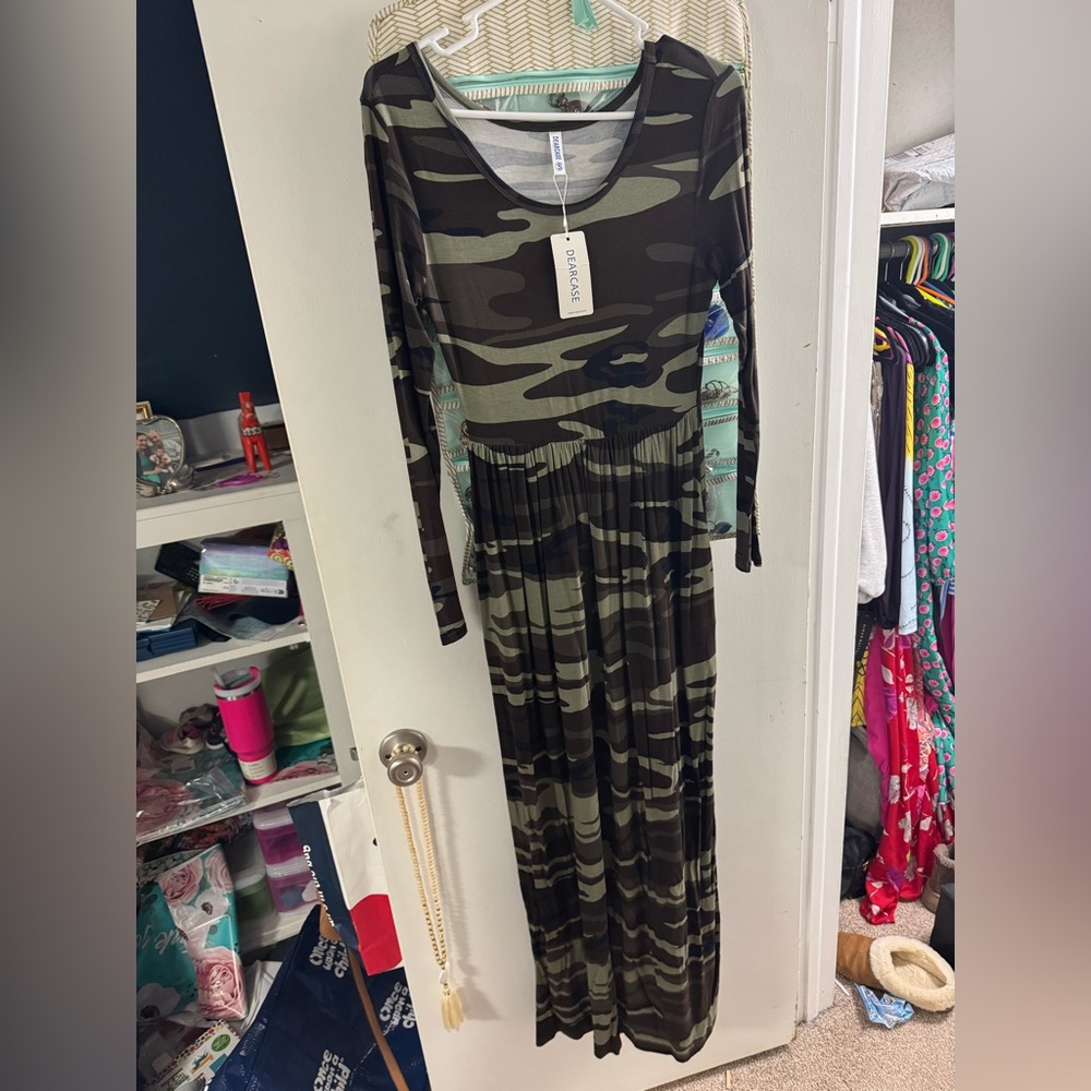 Camo Long Sleeve Maxi Dress